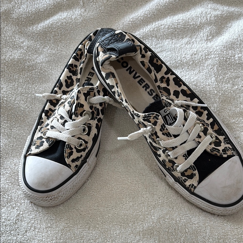 Converse Women's Leopard Print Sneakers - Black and Tan size 5 1/2